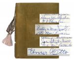 Athlete Signed Album of Attendees at 1955 Funeral for Sports Editor Arch Ward -- With Signatures of Two of Knute Rocknes Four Horsemen -- Also Signed by Football HOFers Paddy Driscoll & Joe Stydahar