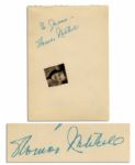 Oscar Winning Actor Thomas Mitchell Signature on 4 x 5.5 Note Paper With Small Photo Affixed -- To Grace / Thomas Mitchell