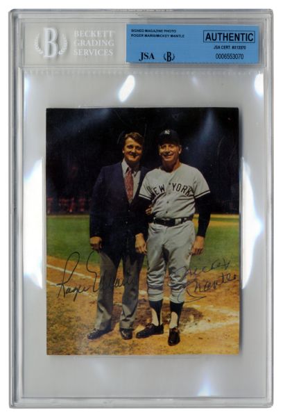 Yankees Baseball Greats Mickey Mantle and Roger Maris Signed Magazine Photo -- With JSA COA