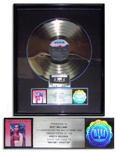 Whitney Houston Platinum RIAA Award -- Whitney's First 1985 Album