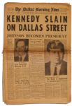 JFK Assassination Newspaper -- The Dallas Morning News From 23 November 1963 -- ''KENNEDY SLAIN ON DALLAS STREET''