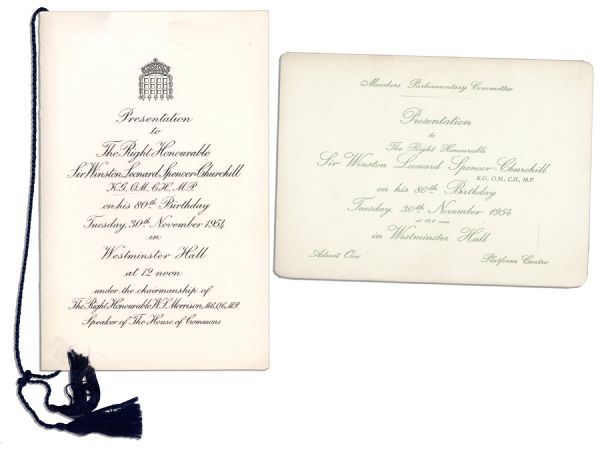 Winston Churchill 1954 Invitation to His 80th Birthday Celebration Ceremony at Westminster Hall 