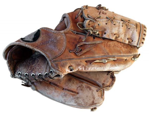 Larry Jansen 1950's Worn Baseball Glove -- From the Larry Jansen Estate & Personally Kept by Him for Over 60 Years