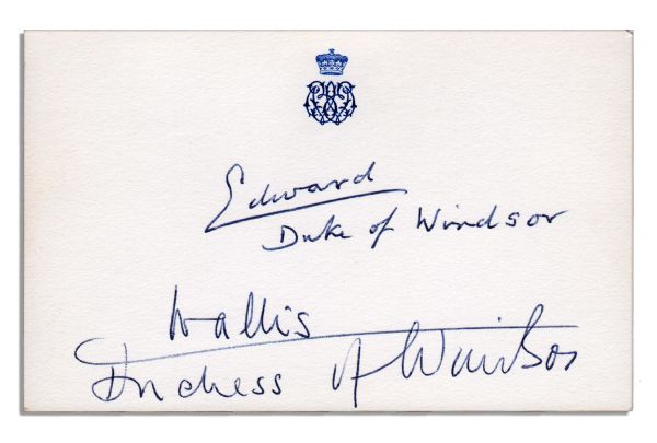 Duke & Duchess of Windsor Card Signed -- Known for Their Legendary Romance, Edward & Wallis
