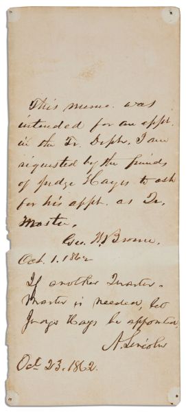 Abraham Lincoln Autograph Note Signed as President in October of 1862