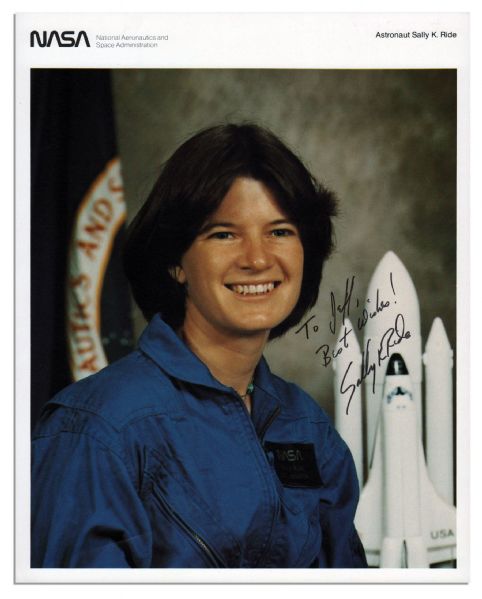 Sally Ride Signed 8'' x 10'' Photo -- Official NASA Photo of The First American Woman in Space