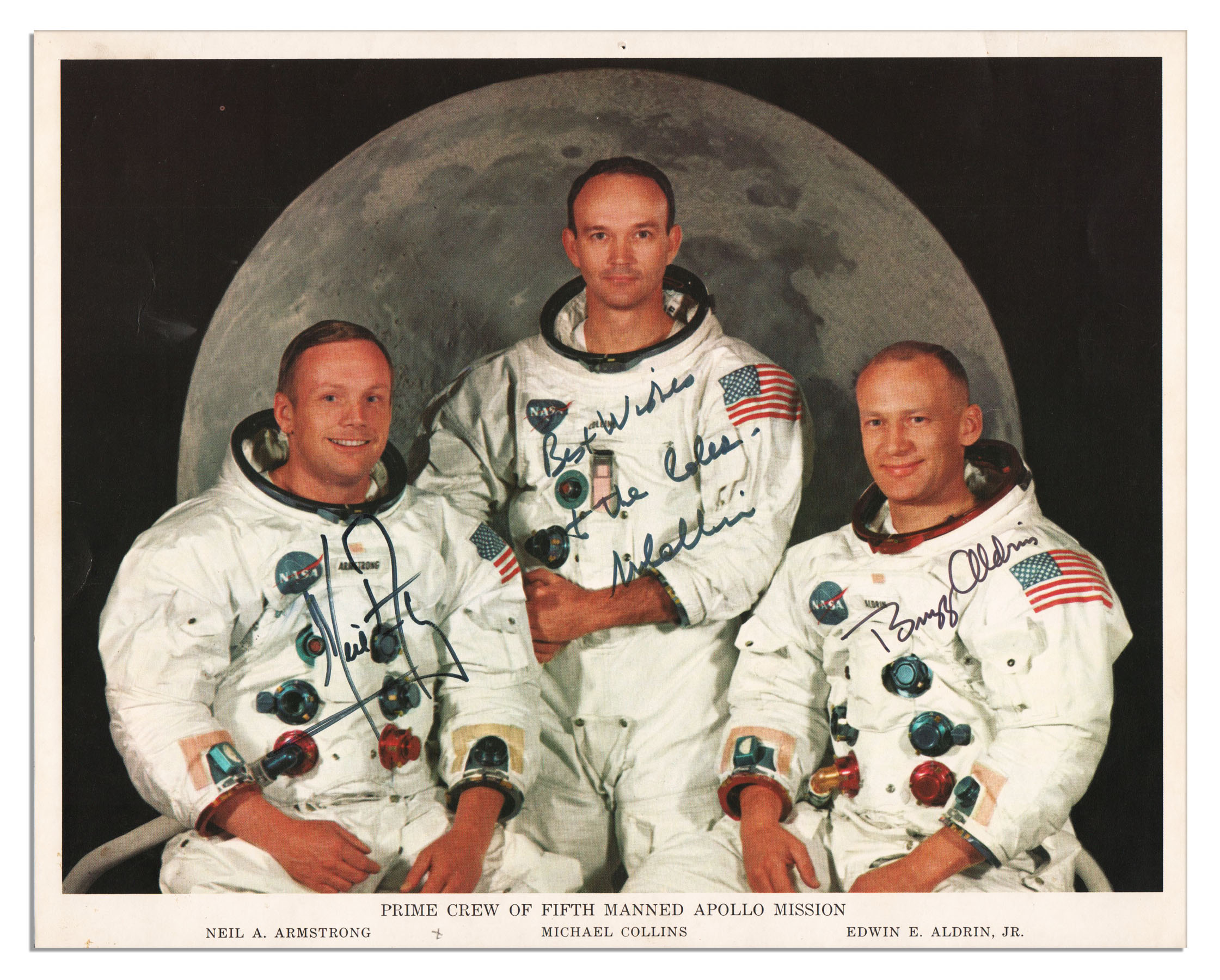 Lot Detail - Apollo 11 Crew-Signed 10'' x 8'' NASA Photo ...