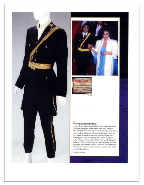 Stage Costume Worn by Michael Jackson at the 1986 American Music Awards -- Worn During the Performance of ''We Are The World'' -- With His Makeup Still on the Collar of the Shirt