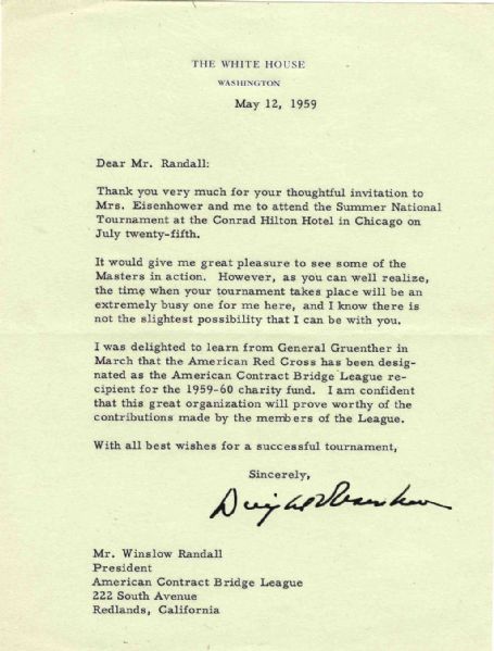 President Dwight Eisenhower Typed Letter Signed as President