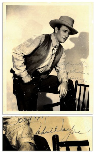 John Wayne 8'' x 10'' Signed Photo -- Depicting the Star in His Western Gear