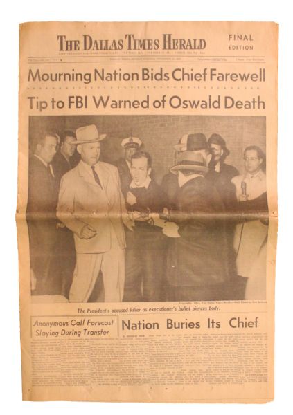 John F. Kennedy's Funeral and Oswald's Killing -- Newspaper From Dallas -- 25 November Issue