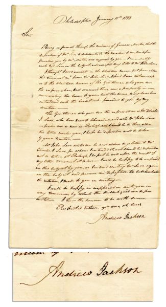 Early Andrew Jackson Autograph Letter Signed -- With PSA/DNA COA