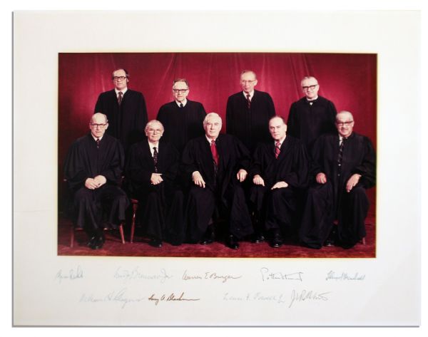 Official Signed Photo by All 9 Justices of the Warren Burger Supreme Court