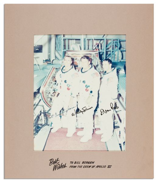 Apollo 7 Crew Signed 10'' x 13'' Photo