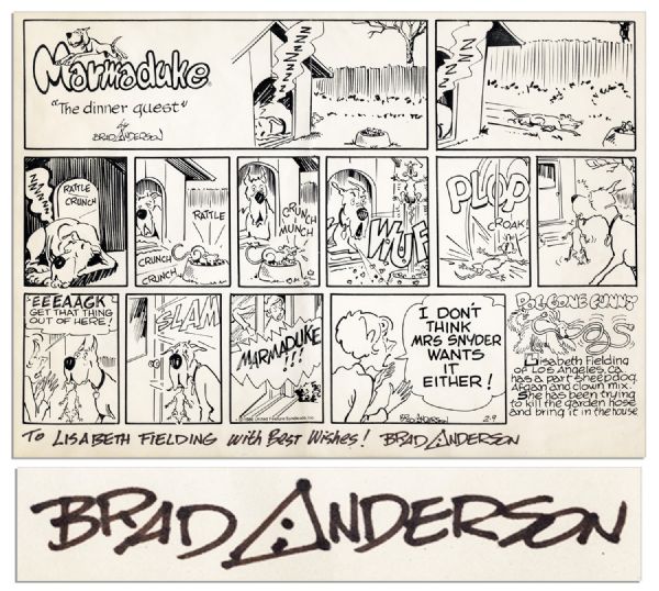 Brad Anderson Autographed Print of ''Marmaduke'' Comic Strip