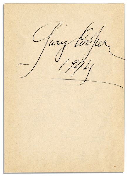 Gary Cooper's Signature at the Apex of His Fame -- 1944 