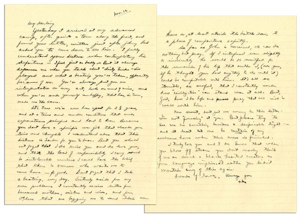 Eisenhower WWII Letter to His Wife -- ''...I constantly wonder how 'civilization' can stand war at all...try to see me in something besides a despicable light...''