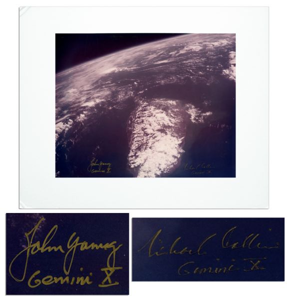 Gemini Astronauts Michael Collins and John Young Signed 13.75'' x 11.25'' Photo