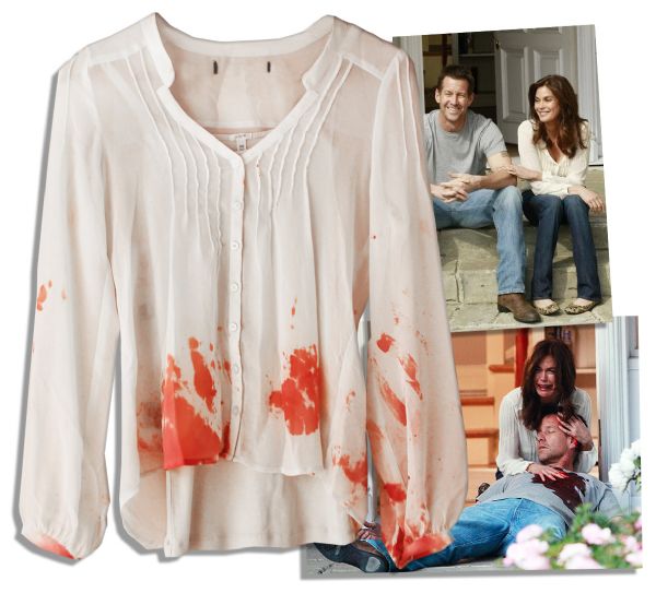 ''Desperate Housewives'' Blood-Spattered Blouse -- Screen-Worn By Teri Hatcher as She Holds Her Dead Husband