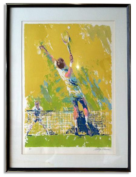 Sports Artist LeRoy Neiman Signed Serigraph Print Capturing The Tennis Serve -- ''Deuce'' -- From His 1971 Tennis Series