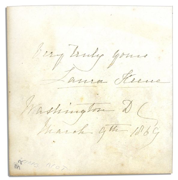 Autograph Note Signed by Actress Laura Keene -- The Star of ''Our American Cousin'' at Ford's Theater the Night Lincoln Was Shot