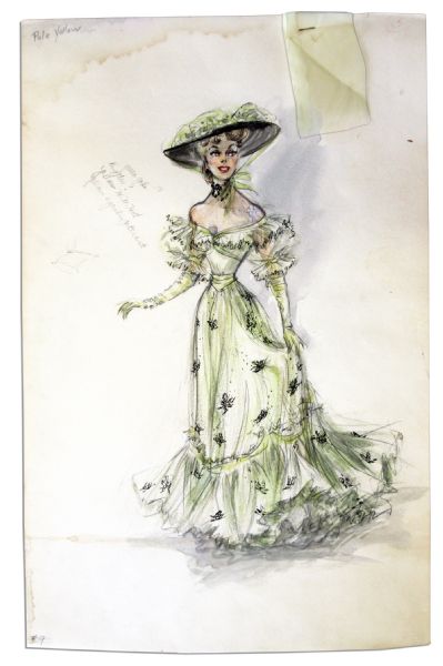 Edith Head Costume Sketch From Her Zenith as a Hollywood Designer in 1952 -- For Dinah Shore in The Film ''Aaron Slick From Punkin Crick''