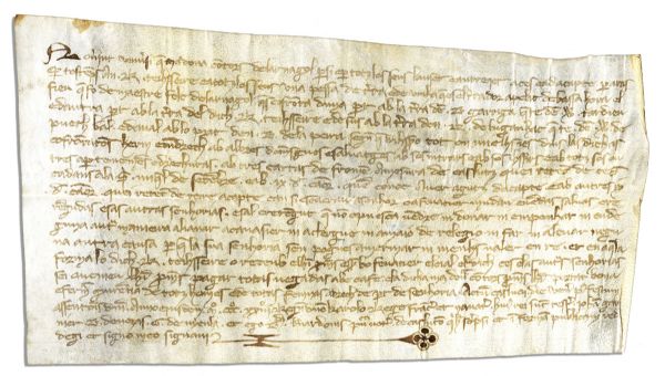 Medieval Document Written in Old French -- From Larnagol, France in 1323, Document Mentions King Charles IV of France