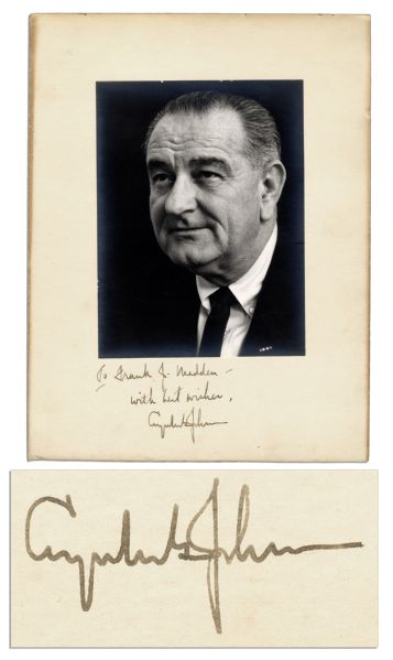Lyndon B. Johnson Photo With Signed Mat