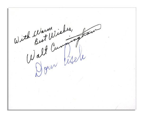Apollo 7 Astronauts Walt Cunningham & Donn Eisele Signed Card -- As Astronauts of the First Manned Space Mission