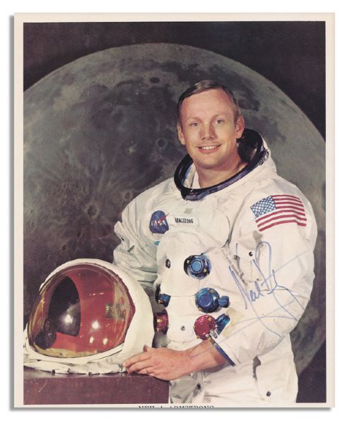 Neil Armstrong Signed 8'' x 10'' Photo -- Uninscribed & Near Fine -- With PSA/DNA COA