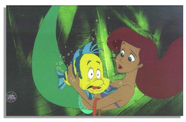 Hand-Painted Animation Cel From the Production of Disney's ''The Little Mermaid'' -- The Last Disney Feature to Use Cels