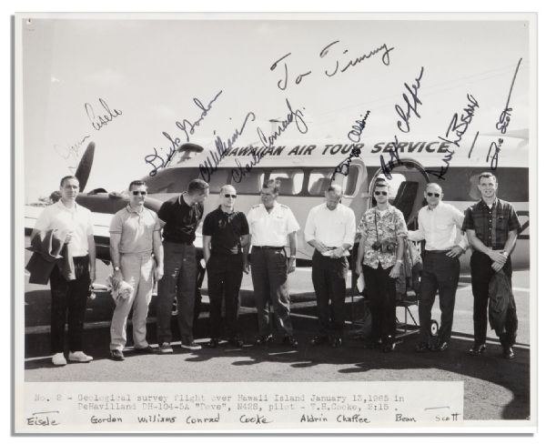 Impressive NASA Signed Photo of 8 Astronauts Who Traveled to Hawaii to View Lava Formations in Preparation for Anticipating the Moon's Surface -- Including Signatures of Roger Chaffee & More