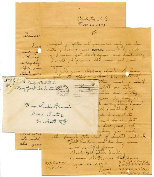 Rene Gagnon Lot of 39 WWII-Dated Autograph Letters Signed -- He Writes of Going AWOL, ''...I must admit I've been giving a lot of thought to going over the hill...'' & Racial Injustice, ''...they...