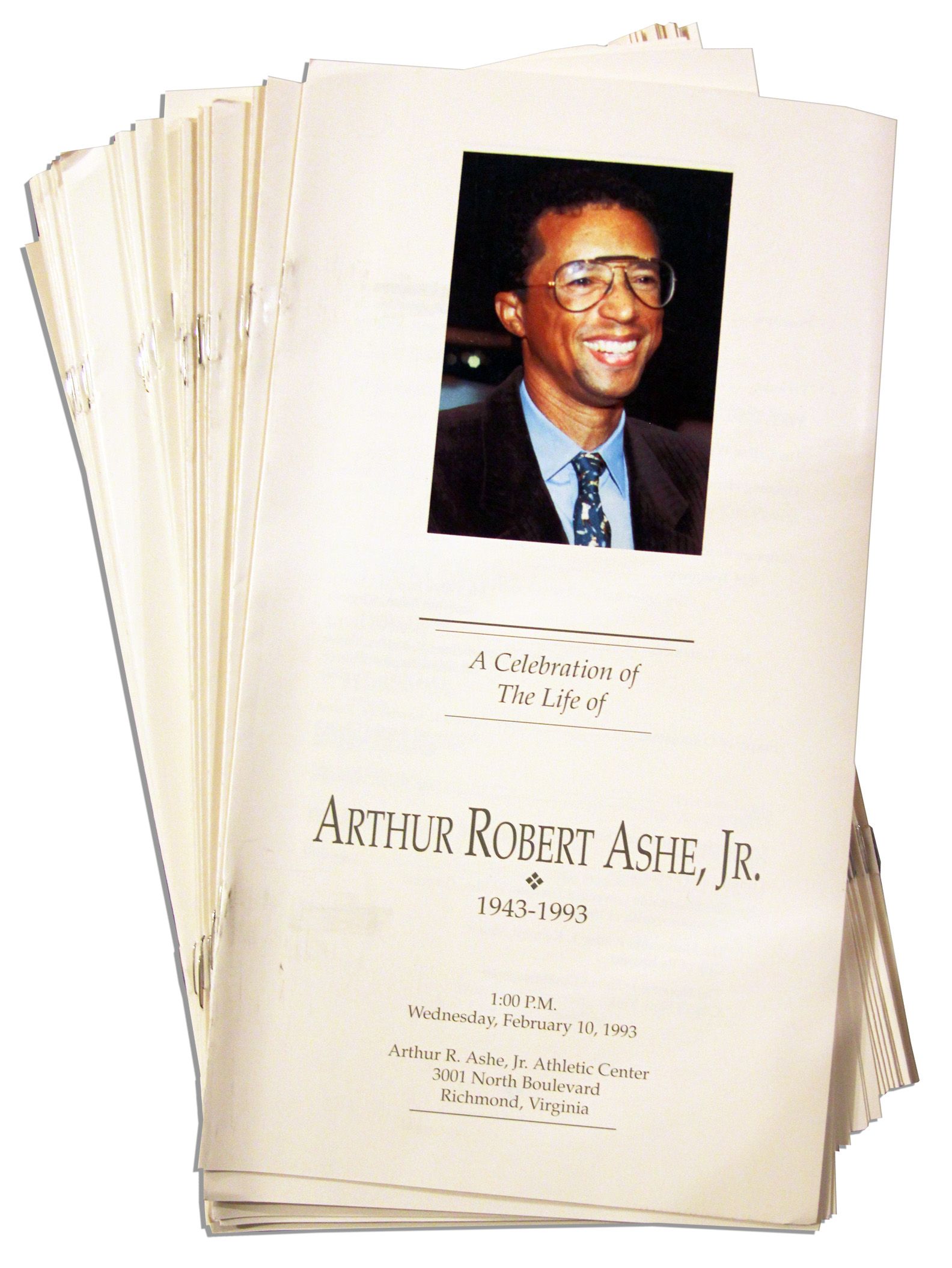 Lot Detail - Lot of 200+ Programs From the Funeral of Arthur Ashe