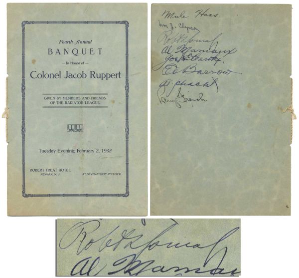 Bobby Jones Signed Banquet Booklet -- 1932