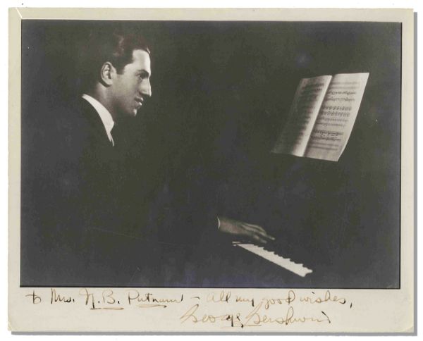 Rare George Gershwin at the Piano 10'' x 8'' Signed and Inscribed Photo