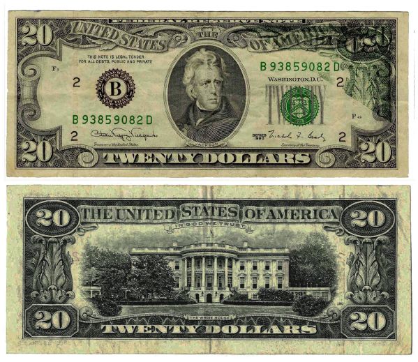 $20 Federal Reserve Error Note -- Series 1990, New York -- Offset Printing