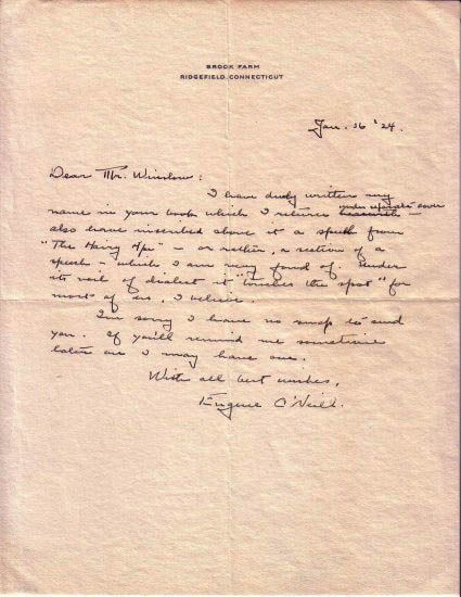 Eugene O'Neill Autograph Letter Signed -- Discussing O'Neill's Play ''The Hairy Ape''
