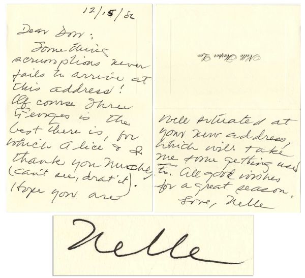 Author Harper Lee 2006 Autograph Letter Signed -- With Mention of Lee's Worsening Macular Degeneration -- ''...can't see, drat it...''