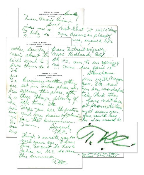 Ty Cobb Autograph Letter Signed -- ''...new park they say wonderful Candlestick Park they call it...''