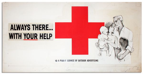Original Red Cross Poster Sample -- ''Always There...With Your Help''