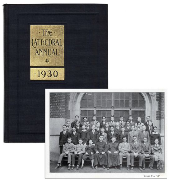 Rare 1930 High School Yearbook for Vince Lombardi -- His Second Year Preparing for Priesthood at ''Cathedral College'' 