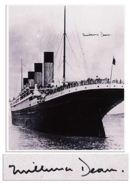 Titanic's Last Living Survivor Millvina Dean Signed 8'' x 10'' Glossy Photo of the Fateful Ship -- ''Millvina Dean'' -- Fine