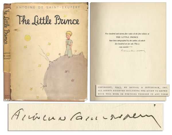 Very Scarce Signed Limited First Edition of ''The Little Prince'' -- One of Only 525 Signed Copies -- Near Fine Condition