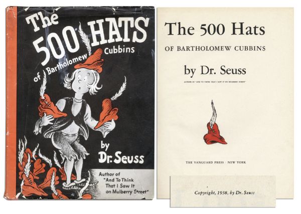 Very Early Dr. Seuss -- ''The 500 Hats of Bartholomew Cubbins'' -- Early Edition of His Second Book