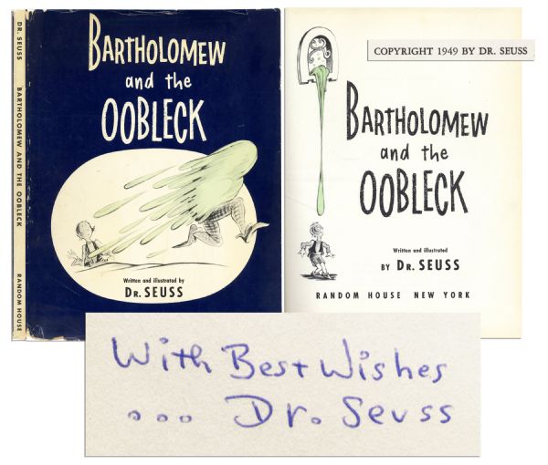 Dr. Seuss Signed First Edition of ''Bartholomew and the Oobleck'' -- Scarce 1949 Title Signed