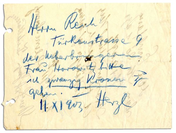 Theodore Herzl Autograph Note Signed -- Rare