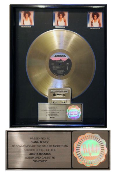 Whitney Houston Multi-Platinum RIAA Award for ''Whitney'' -- Lovely Tribute to the Phenomenal Star