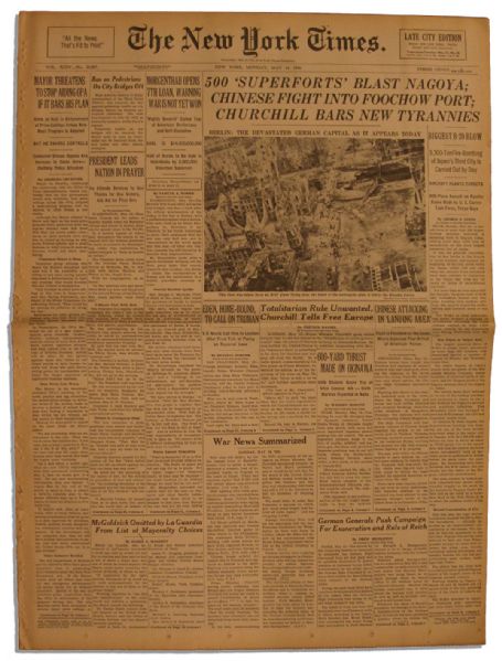 ''The New York Times'' Newspaper From 14 May 1945 -- Bombed Out Berlin on Front Page
