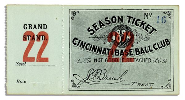 Cincinnati Reds Base Ball Club 1894 Season Ticket